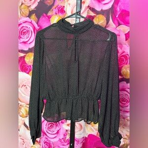 Papermoon Black Sheer Polka Dot Blouse